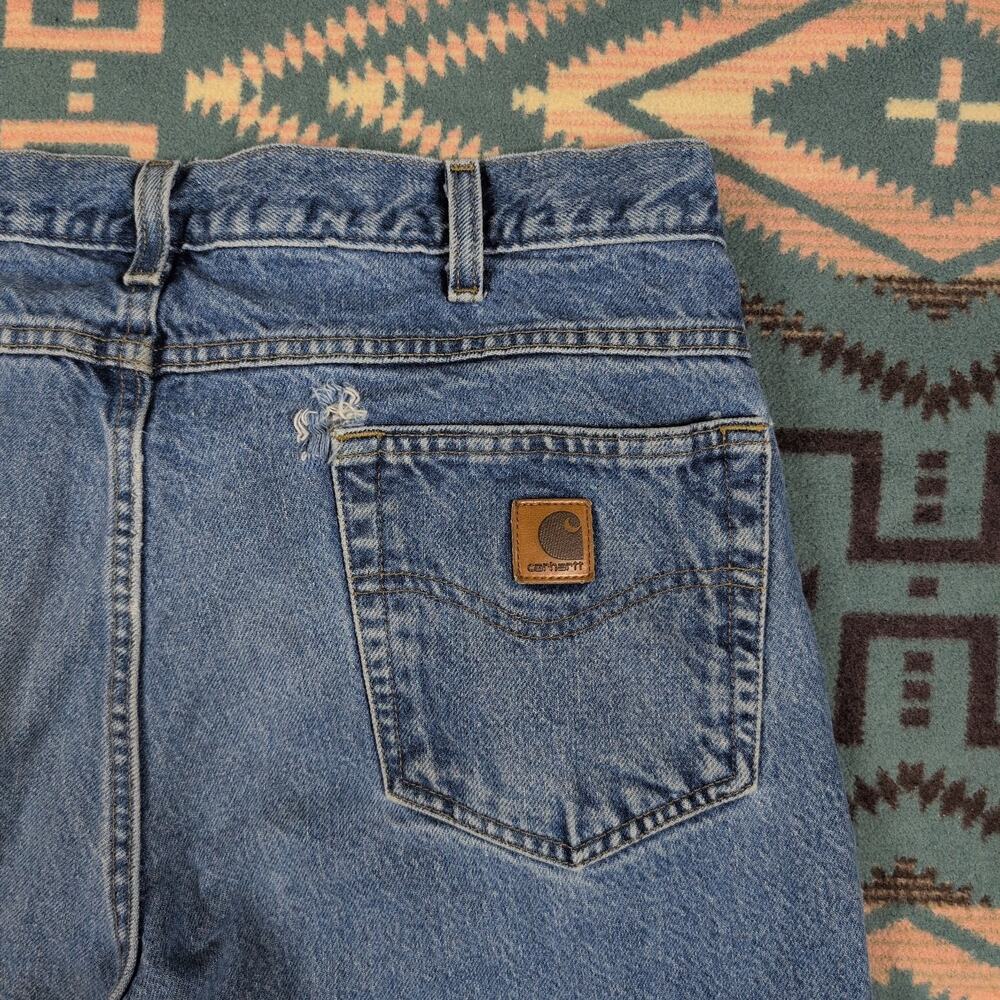 Carhartt Men's Relaxed Fit Straight Leg Light Wash Blue Denim Jeans 35x29